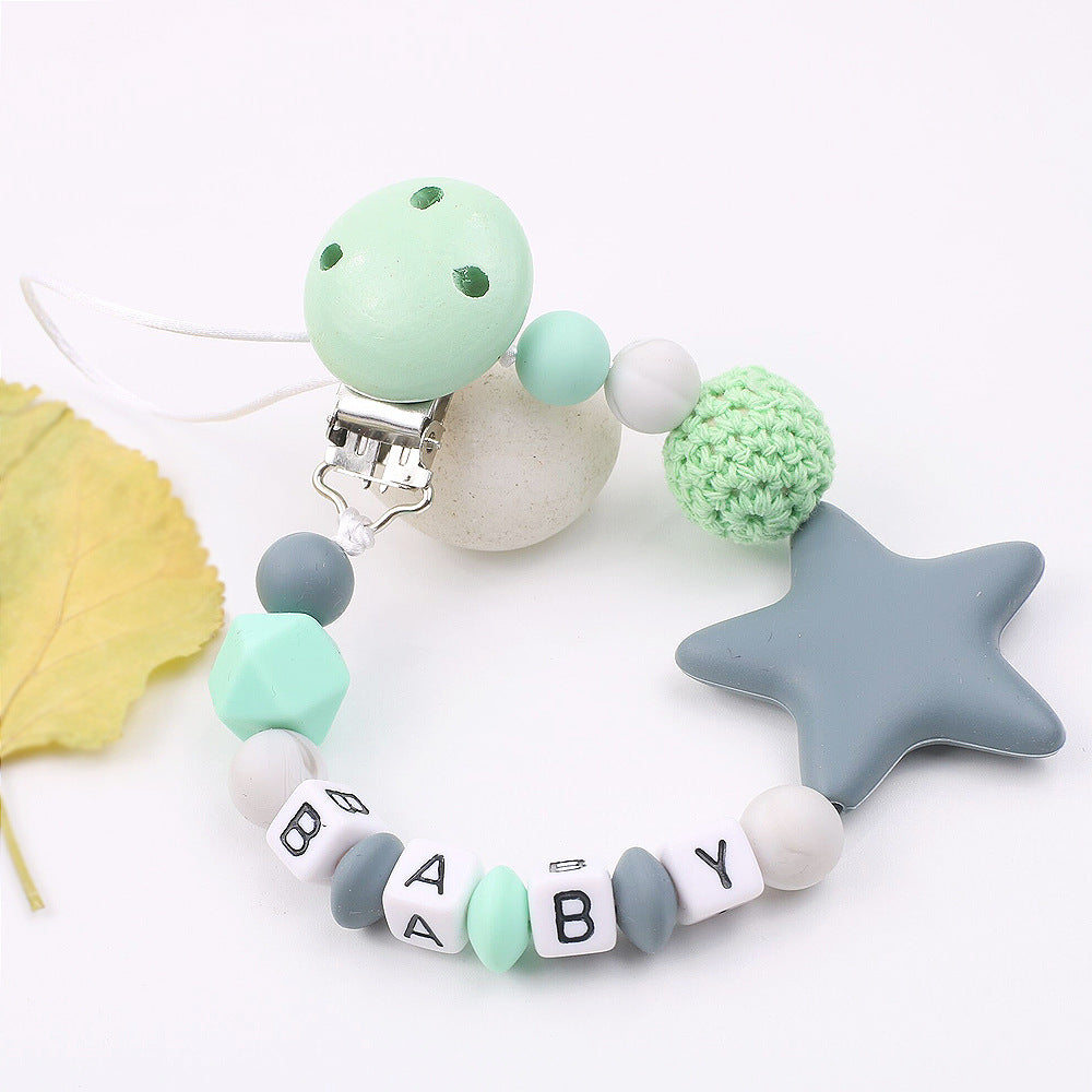 Silicone Pentagram Pacifier Holder Chain