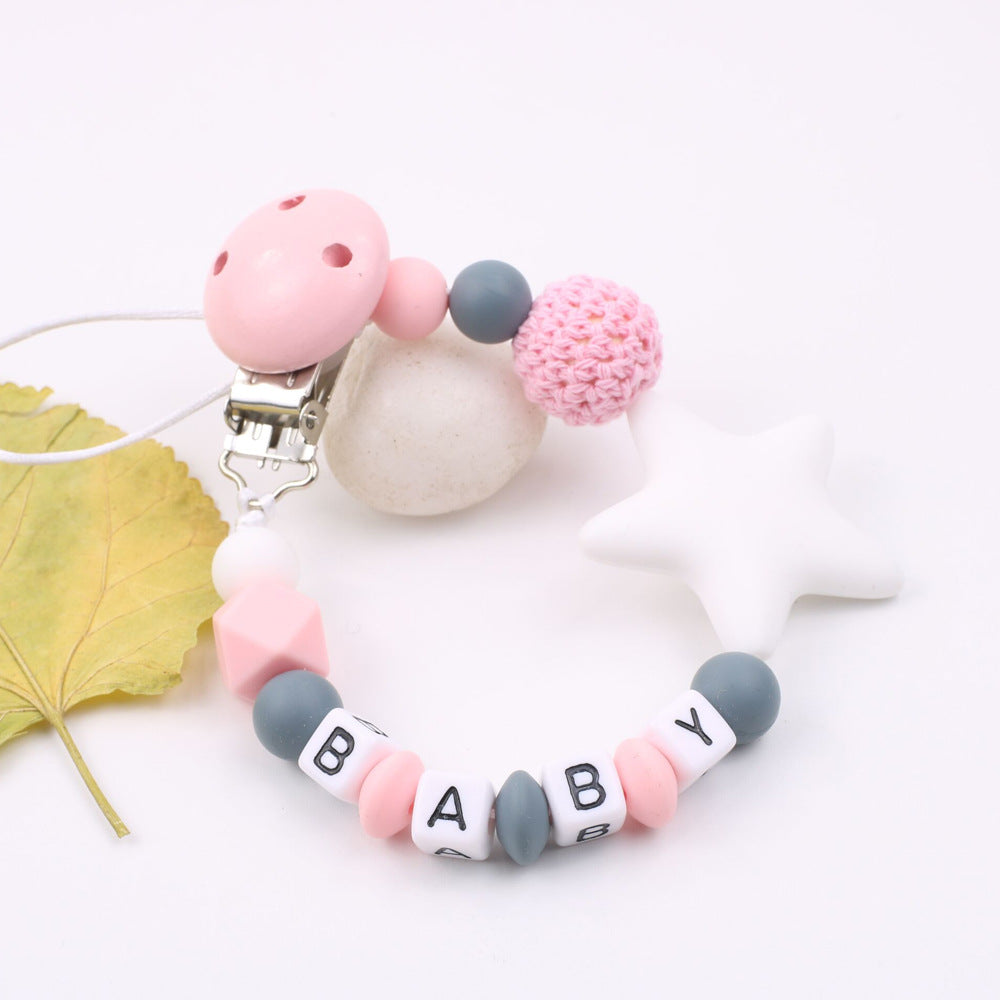 Silicone Pentagram Pacifier Holder Chain