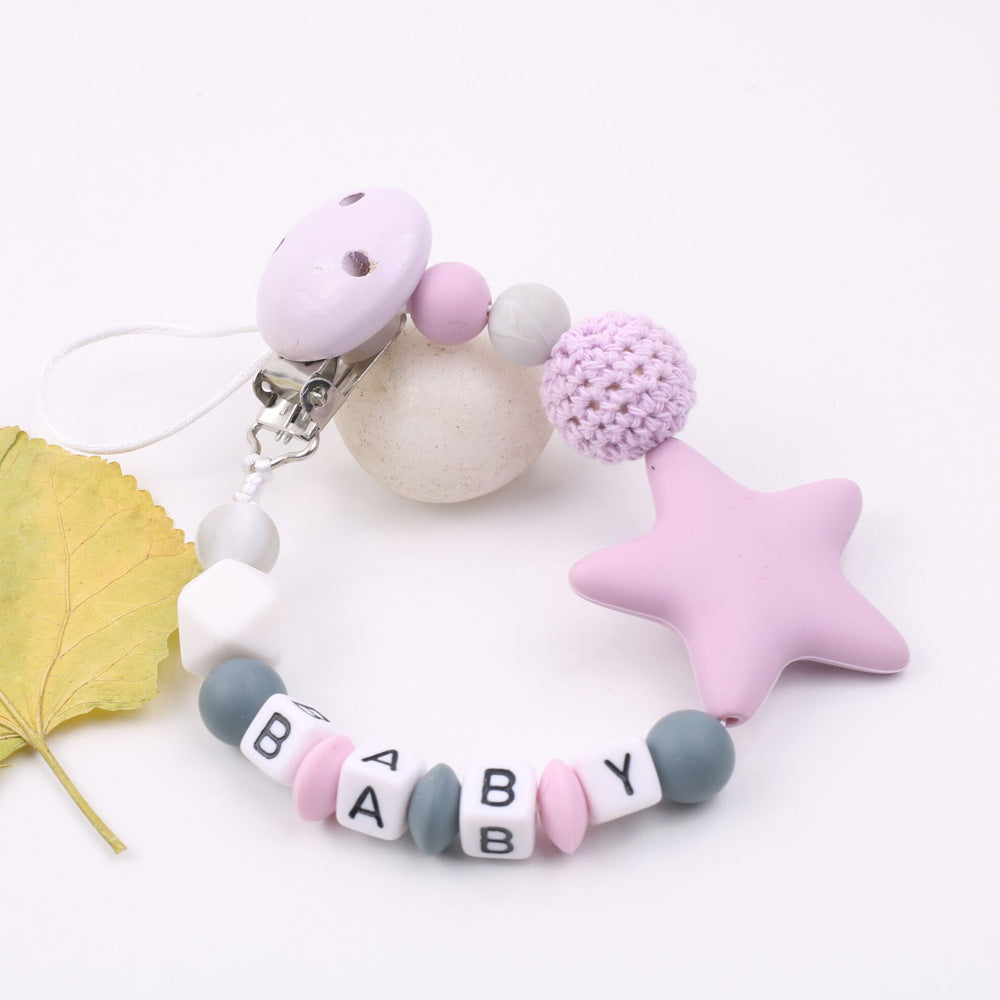 Silicone Pentagram Pacifier Holder Chain